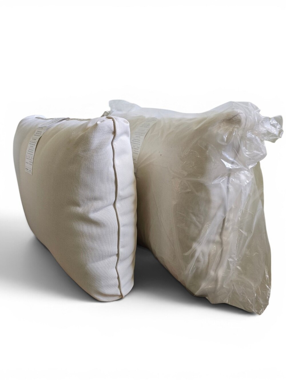 Set Of 2 Ivory Patio Accent Cushions 21x18 Textured Neutral Outdoor Style Pillow - Picture 3 of 6